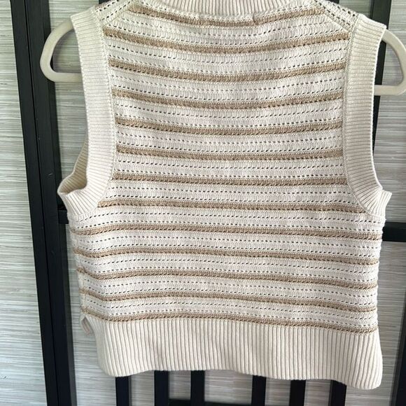 French connection beige knit striped  sleeveless sweater size S ￼ - Picture 4 of 5